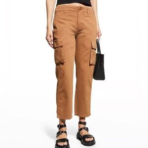 Frame Women’s Relaxed Utility Jean Cropped Cargo Pant Brown Washed Latte 25